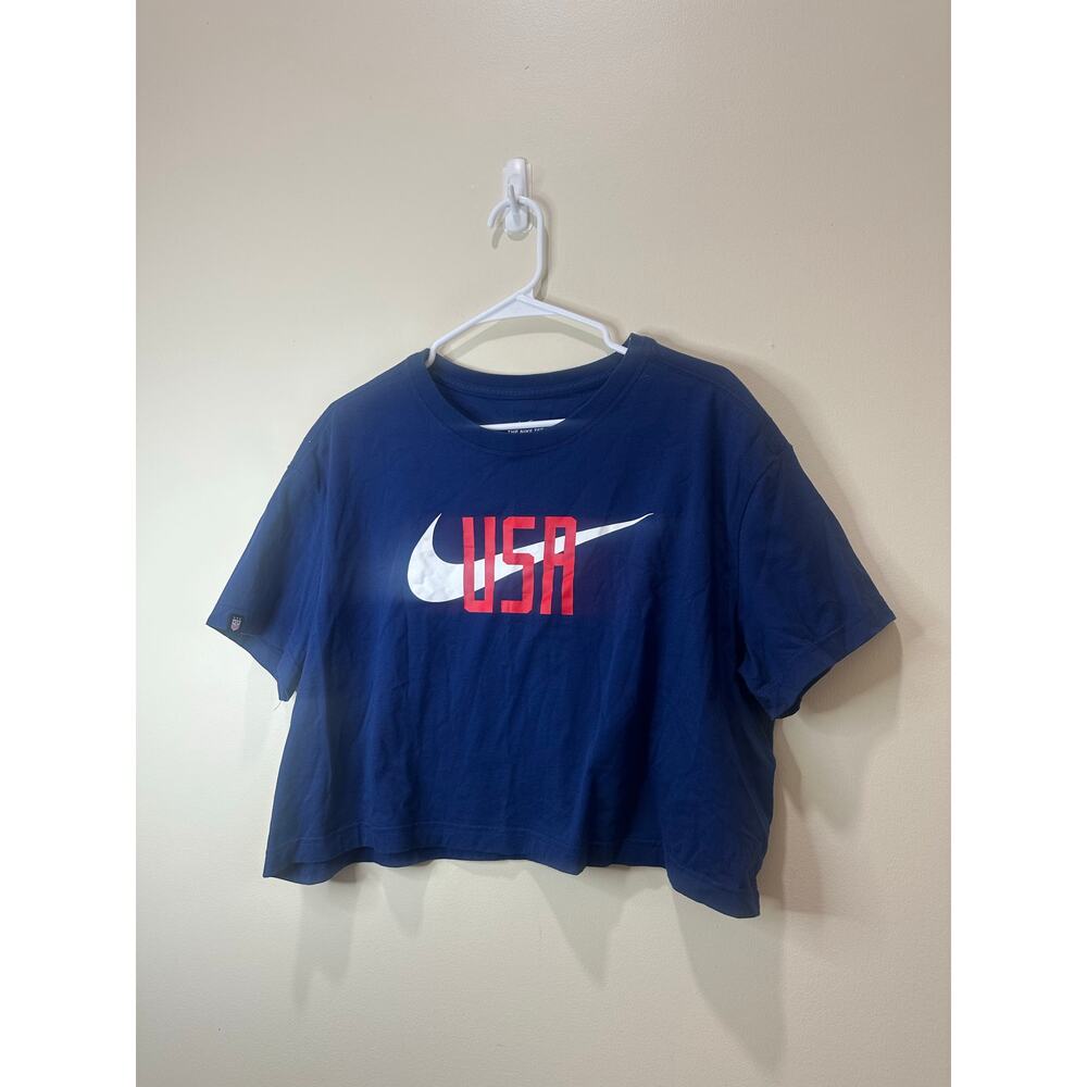 Nike Team USA Blue Cropped Short Sleeve T-Shirt Red Sz XL Nice!! - Picture 2 of 5